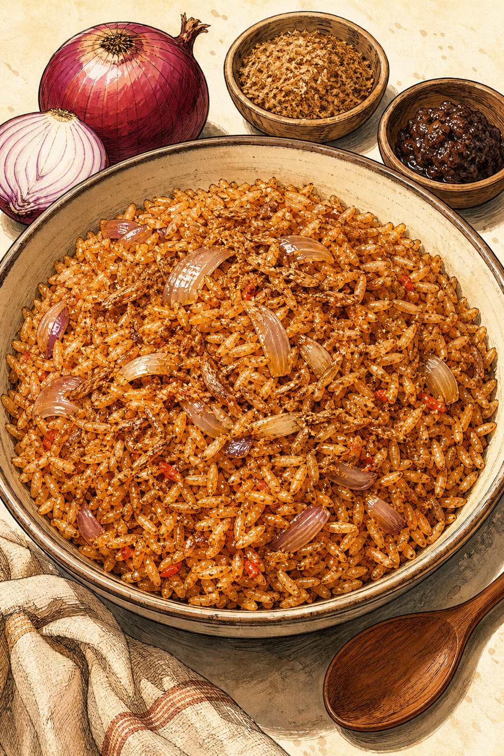 Ofada Rice with Ayamase Pepper Stew