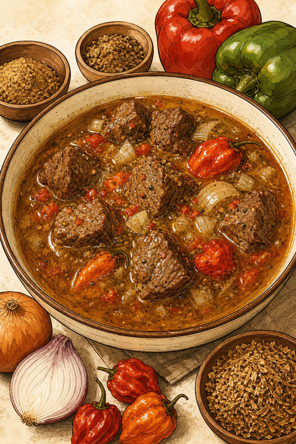 Nigerian Goat Meat Pepper Soup with Traditional Spice Blend