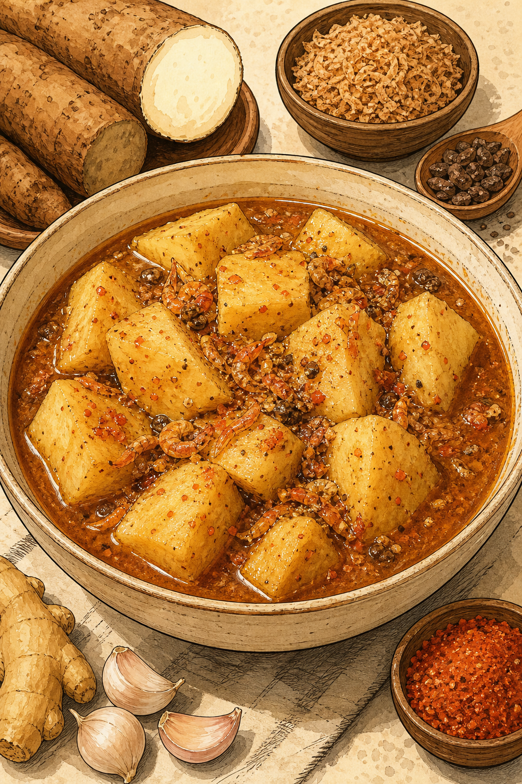 Urhobo Ukodo with Goat Meat, Yam, and Unripe Plantain