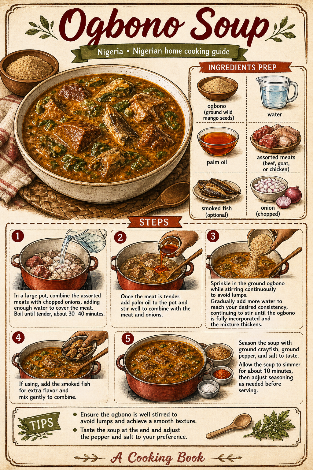 Ogbono Soup illustrated step-by-step cooking guide