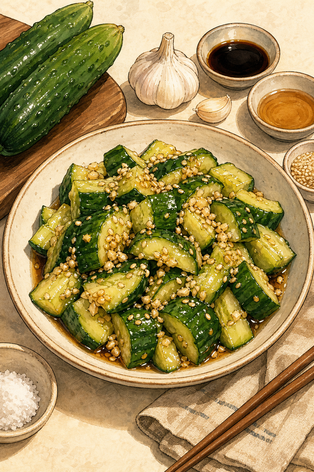 Sichuan Smashed Cucumber Salad (Pai Huang Gua)