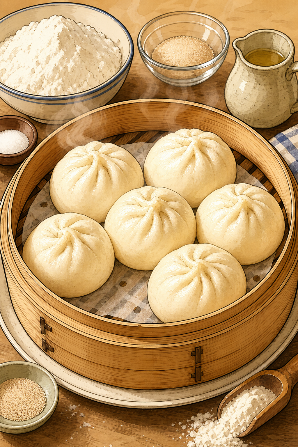 Chinese Mantou (Plain Steamed Buns)