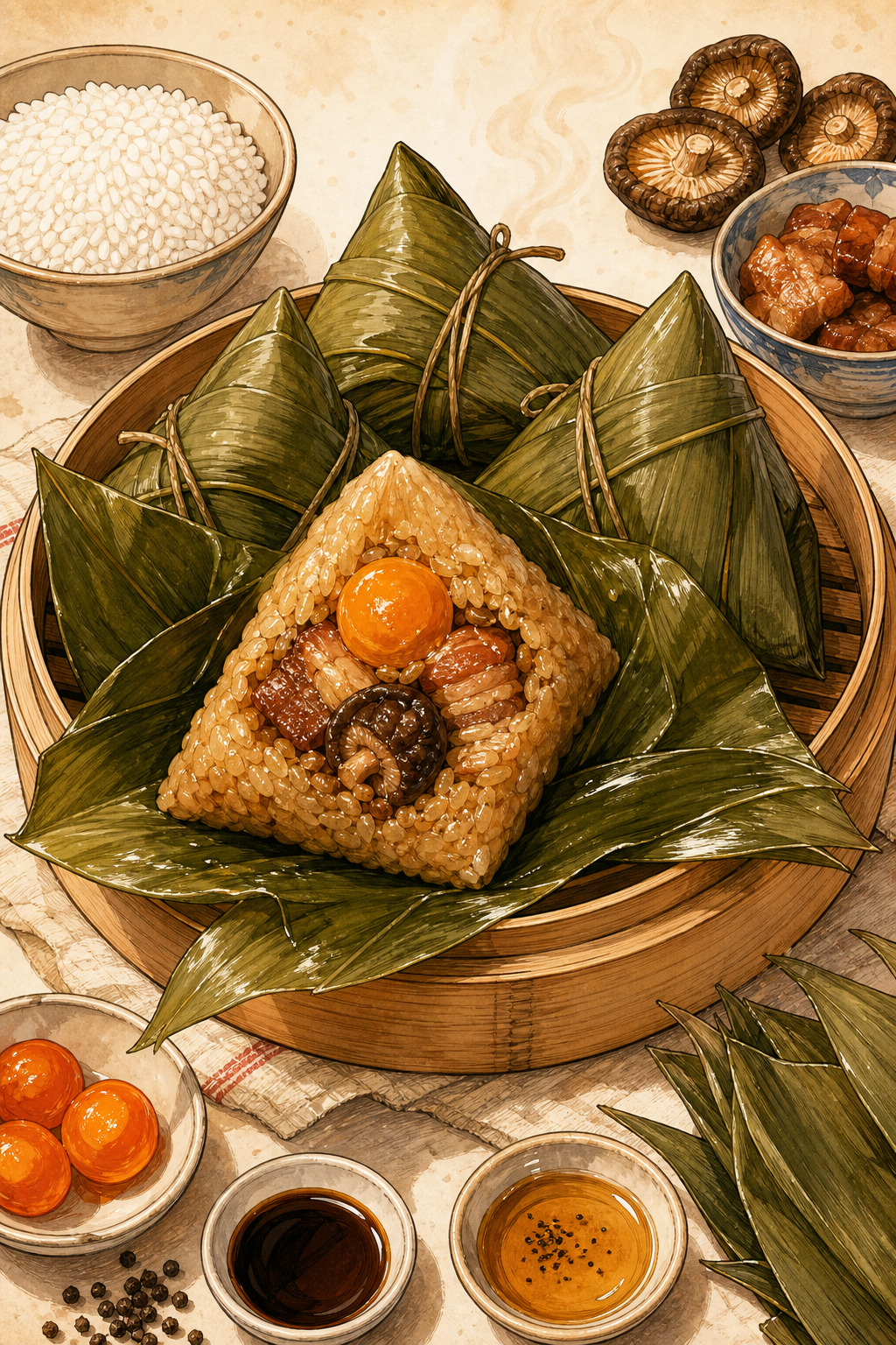Savory Pork Zongzi (Sticky Rice Dumplings)