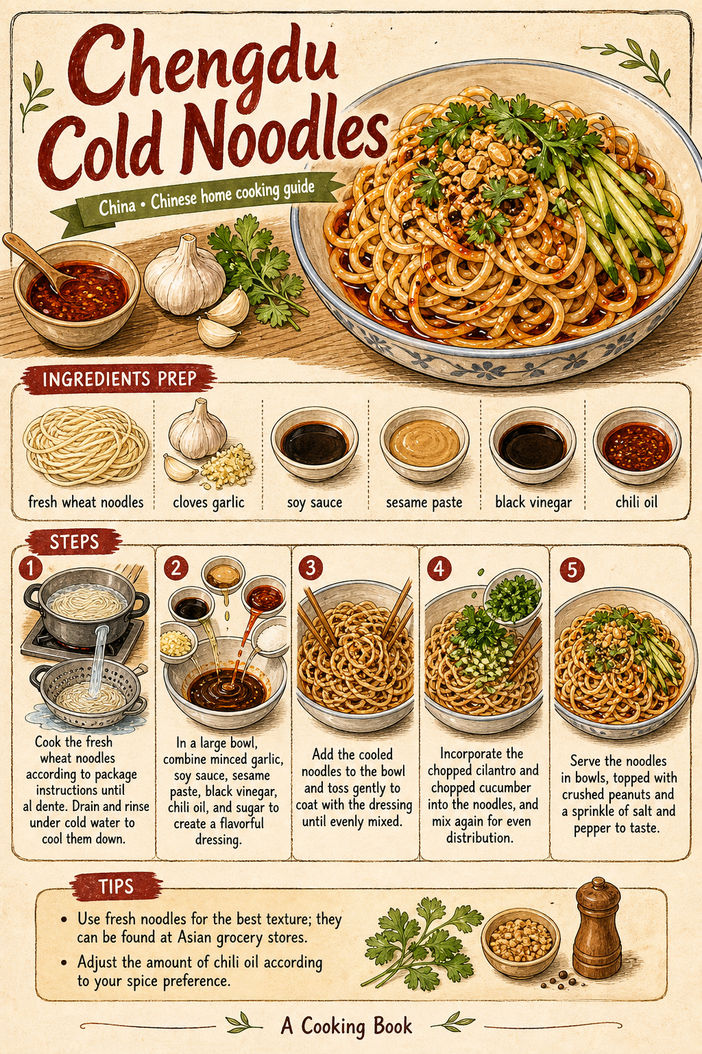 Chengdu Cold Noodles illustrated step-by-step cooking guide