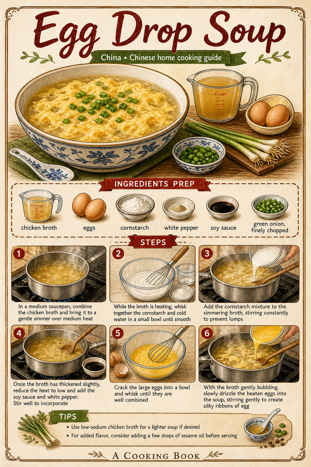 Egg Drop Soup illustrated step-by-step cooking guide
