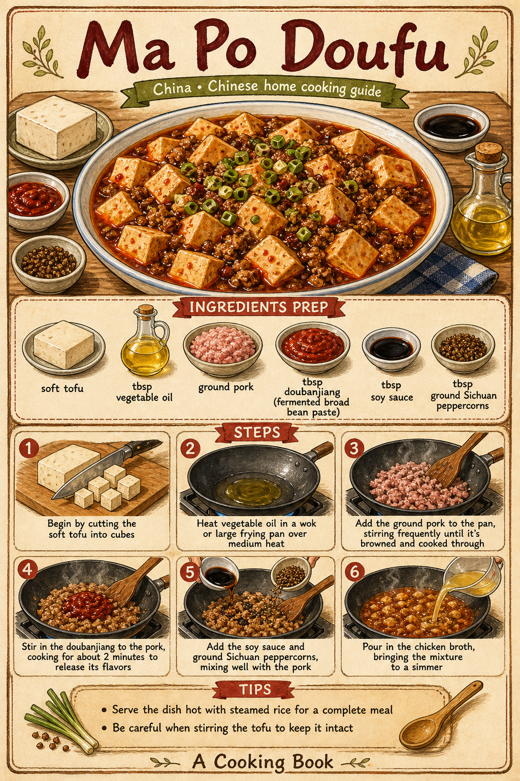 Ma Po Doufu illustrated step-by-step cooking guide