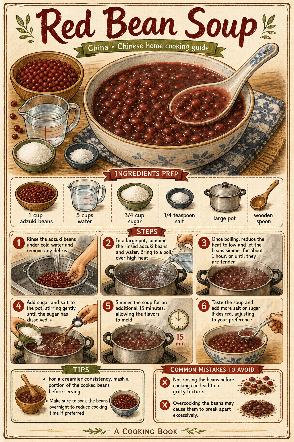 Red Bean Soup illustrated step-by-step cooking guide
