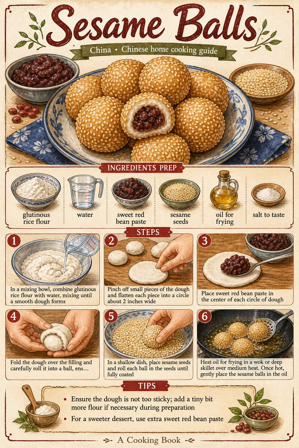 Sesame Balls illustrated step-by-step cooking guide