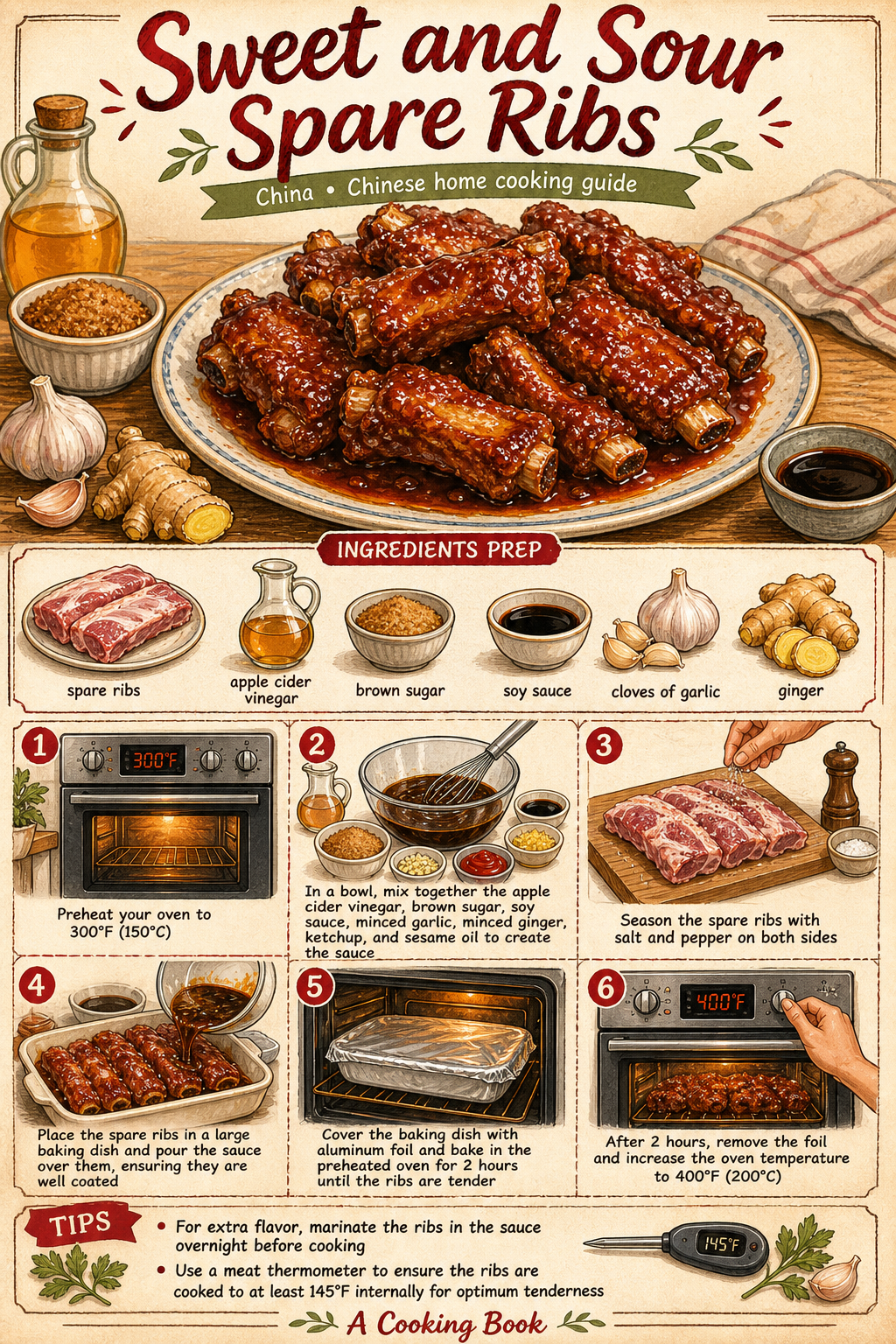 Jiangsu Tang Cu Pai Gu (Chinese Sweet-and-Sour Spare Ribs without Ketchup) illustrated step-by-step cooking guide
