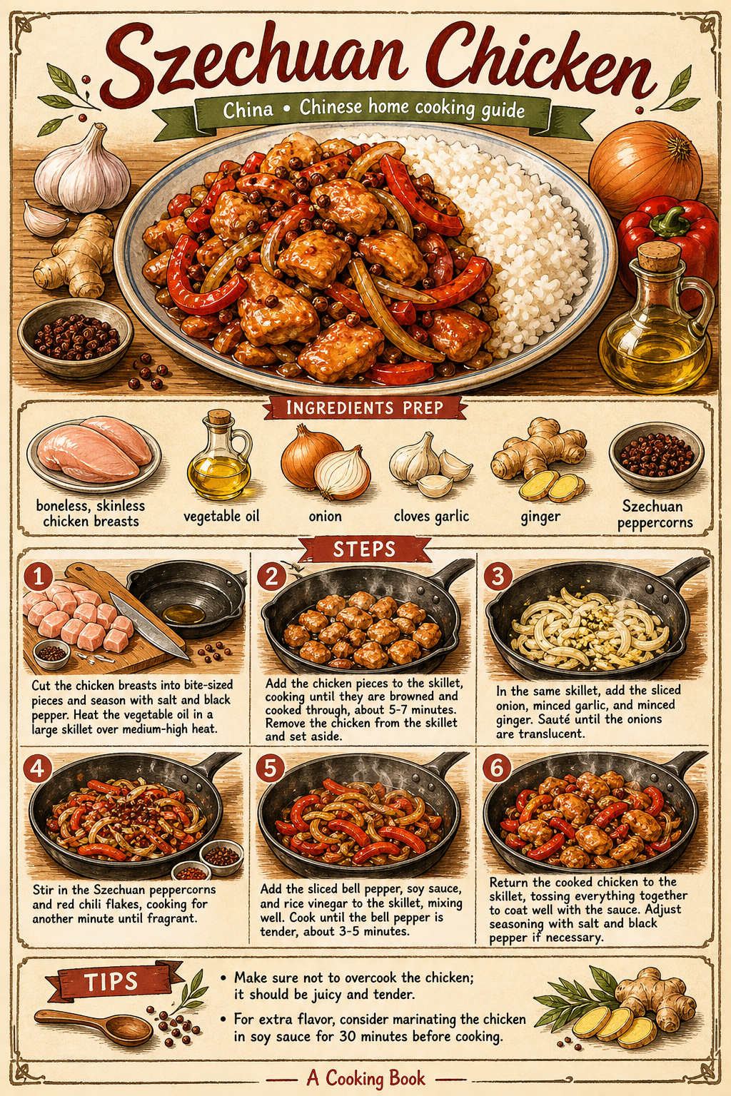 Sichuan Laziji with Dried Chilies and Sichuan Peppercorns illustrated step-by-step cooking guide