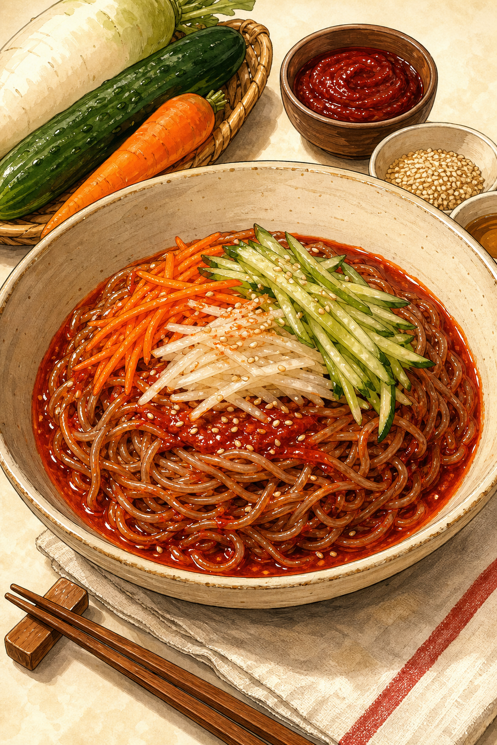 Bibim Guksu (Korean Spicy Cold Noodles)