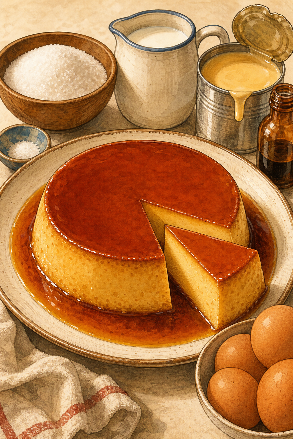 Flan de Huevo (Traditional Spanish Egg Custard with Whole Milk)