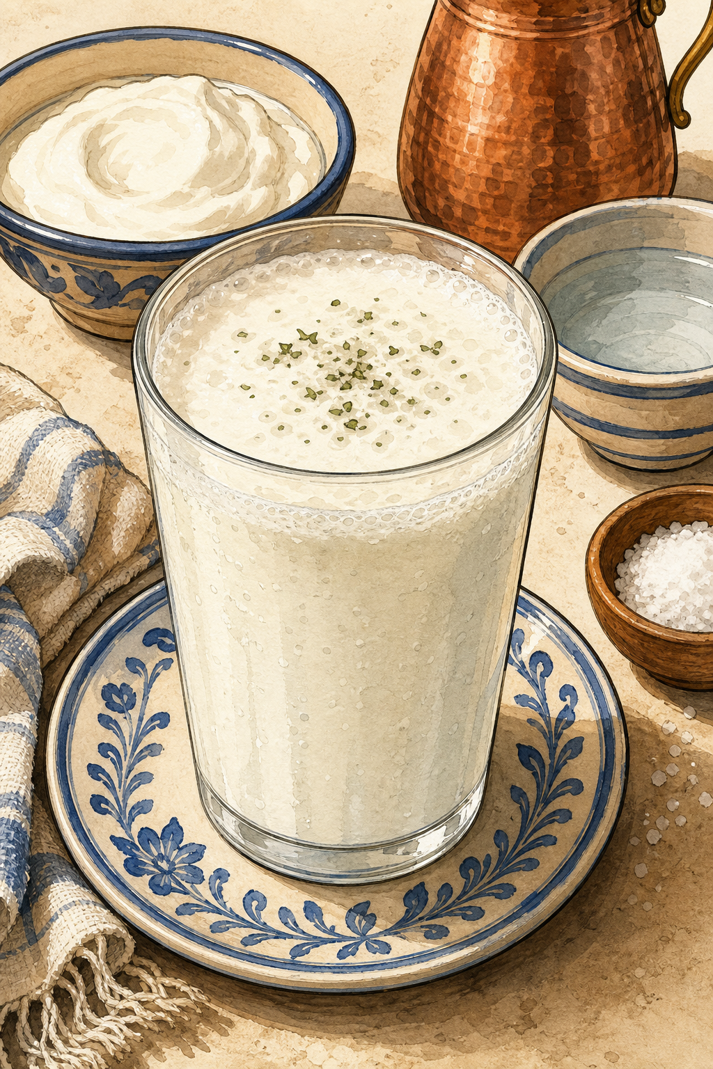 Köpüklü Ayran (Foamy Turkish Yogurt Drink)