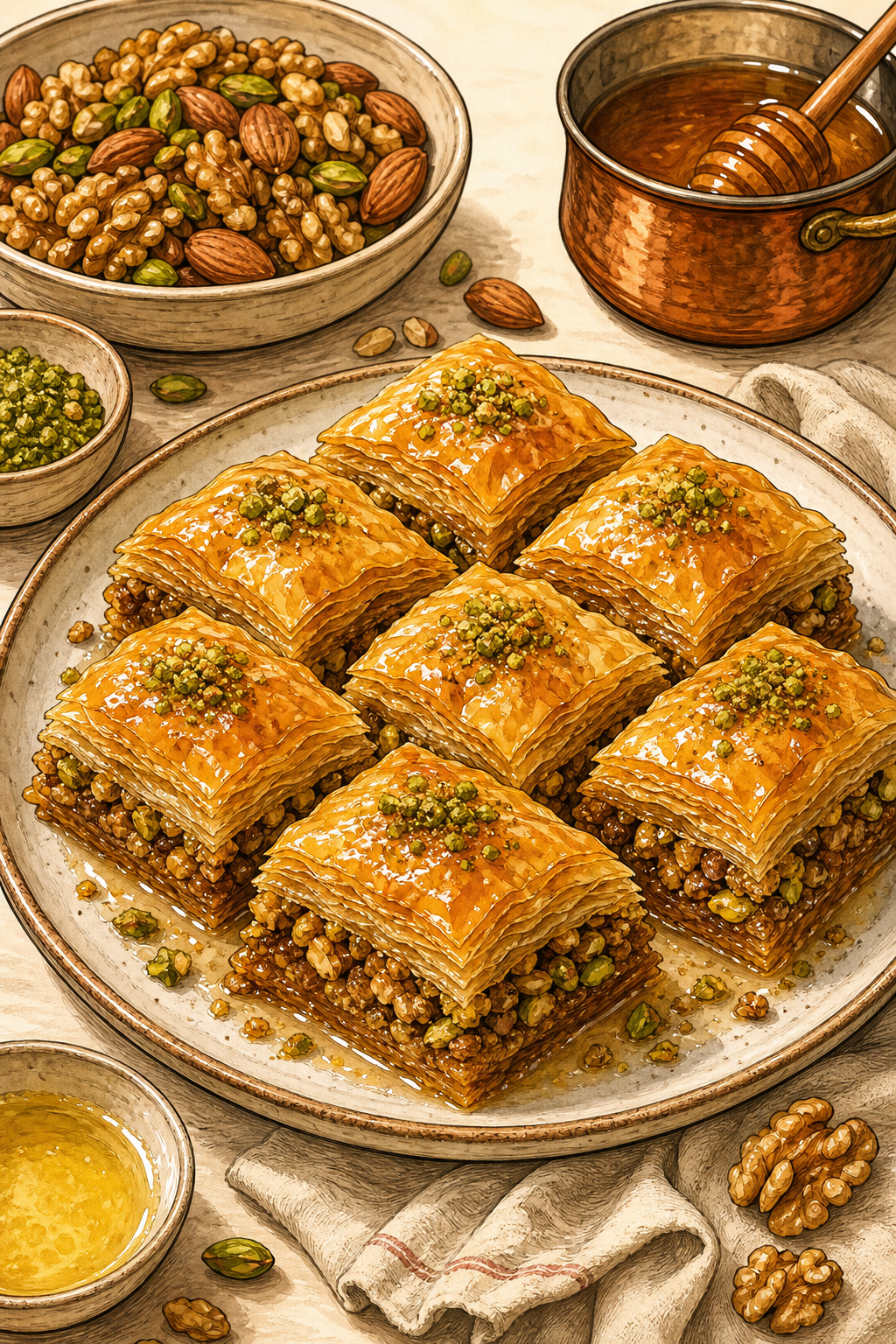 Fıstıklı Türk Baklavası (Turkish Pistachio Baklava)