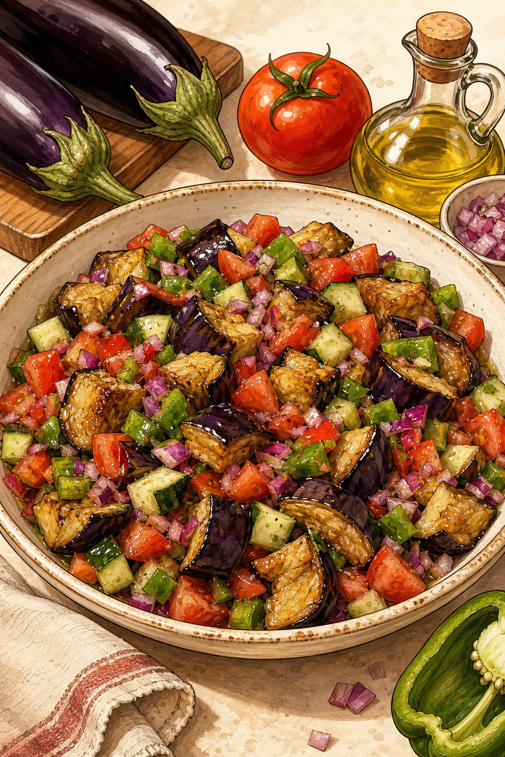 Közlenmiş Patlıcan Salatası (Turkish Roasted Eggplant Salad)