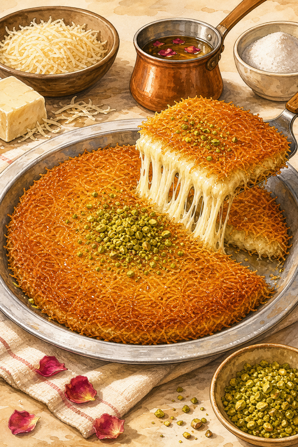 Hatay Künefesi (Turkish Cheese and Kadayıf Dessert)