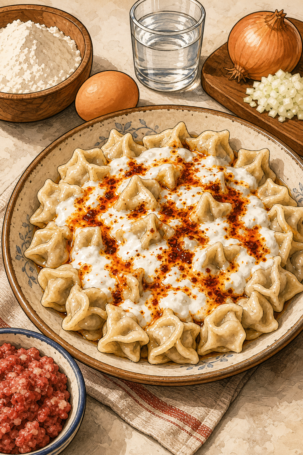 Kayseri Mantısı (Turkish Tiny Dumplings)