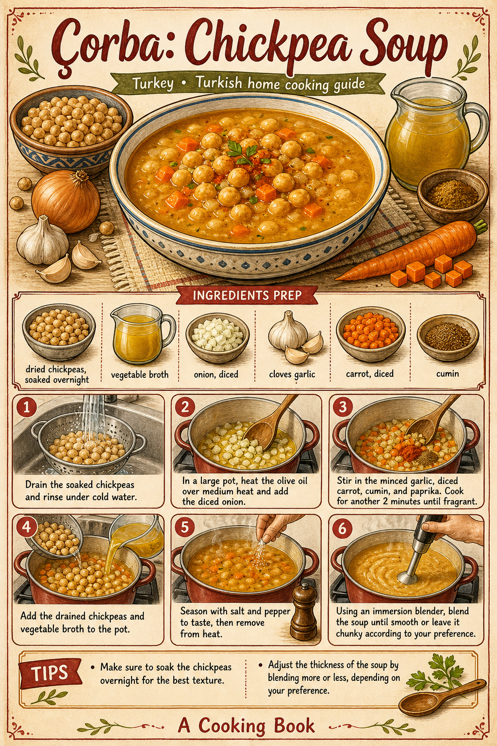 Nohut Çorbası (Turkish Chickpea Soup) illustrated step-by-step cooking guide