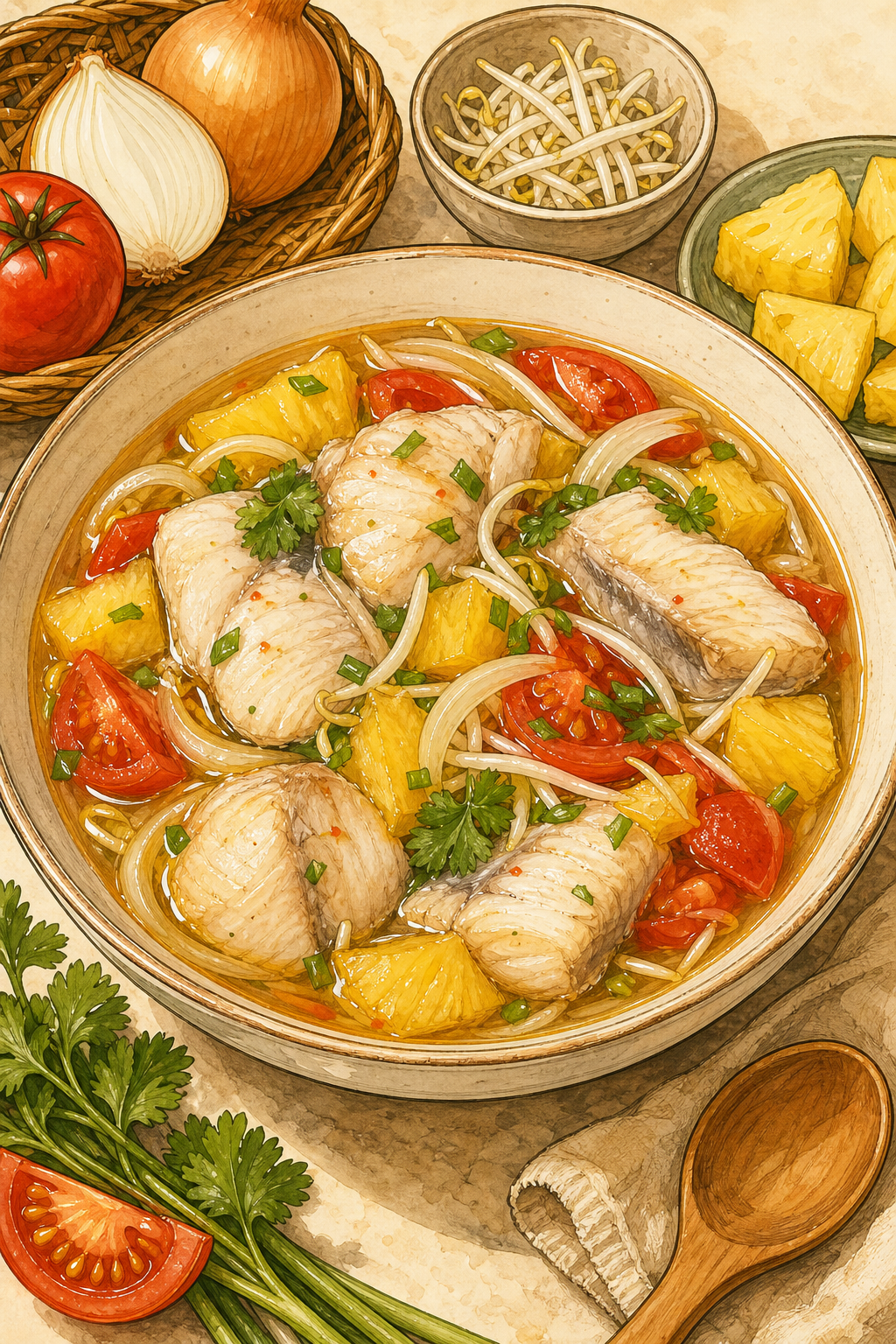 Canh Chua Cá (Vietnamese Sweet-Sour Fish Soup)