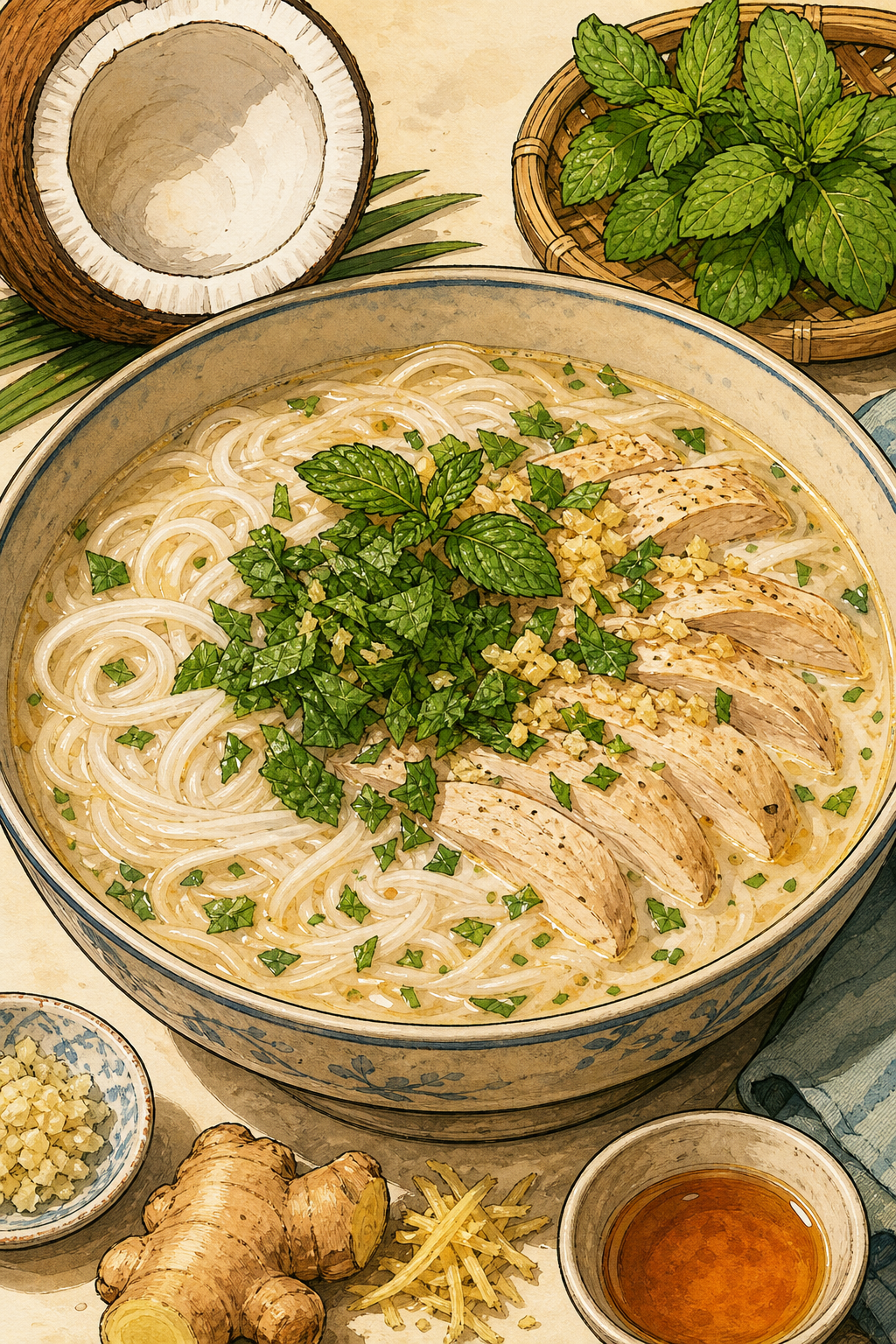 Bún Gà Nước Cốt Dừa (Vietnamese Coconut Chicken Noodles)