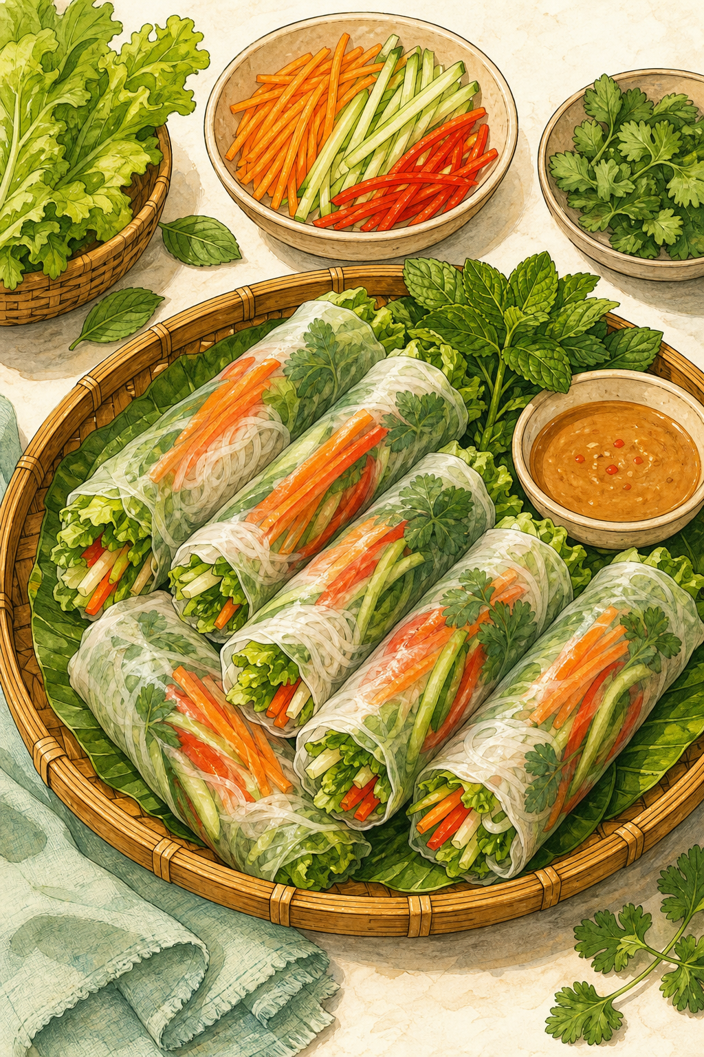 Gỏi Cuốn Chay (Vietnamese Vegetarian Fresh Rolls)