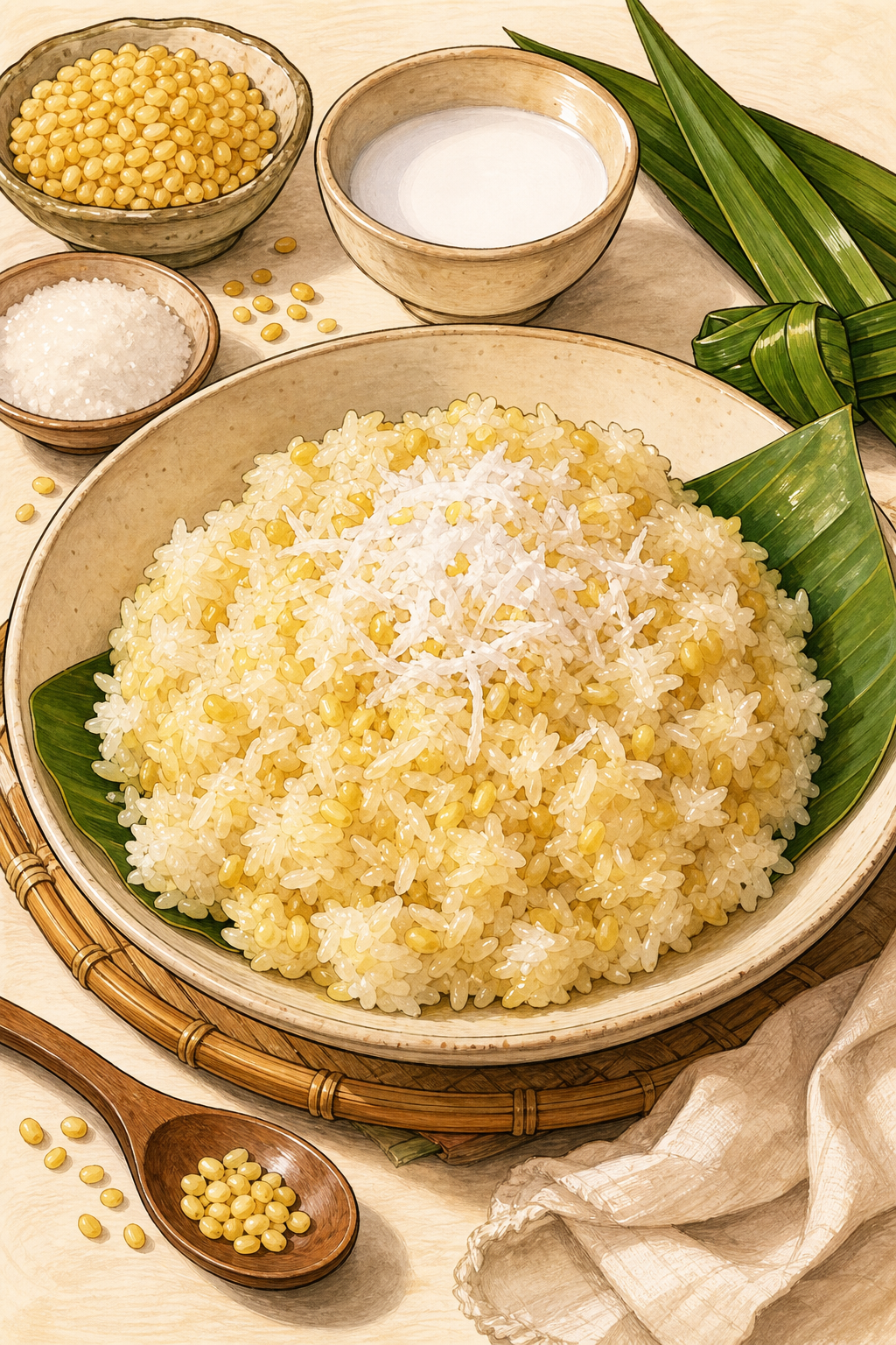 Xôi Đậu Xanh (Vietnamese Mung Bean Sticky Rice)