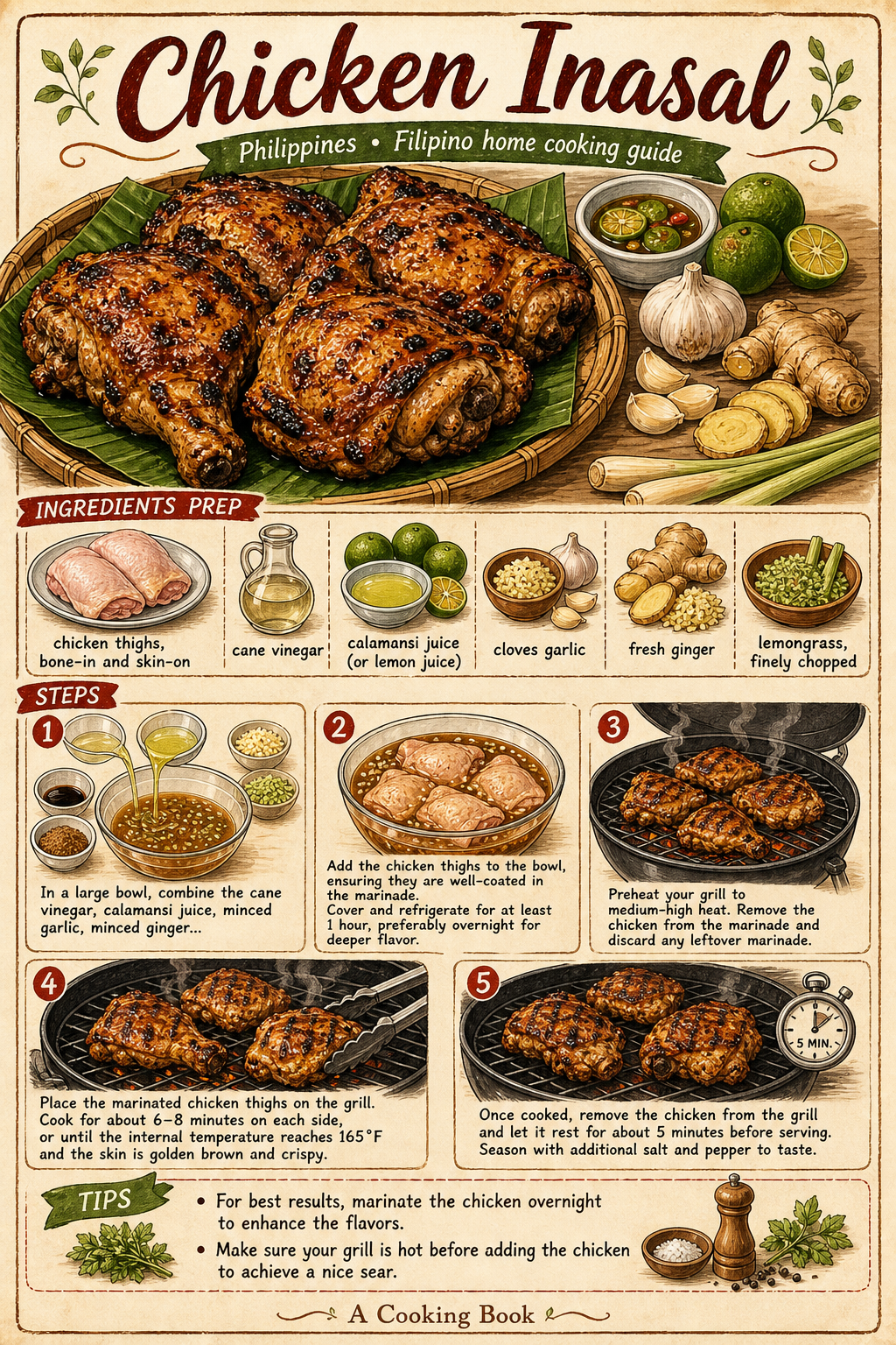 Bacolod Chicken Inasal illustrated step-by-step cooking guide