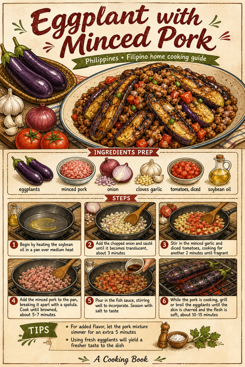 Rellenong Talong illustrated step-by-step cooking guide