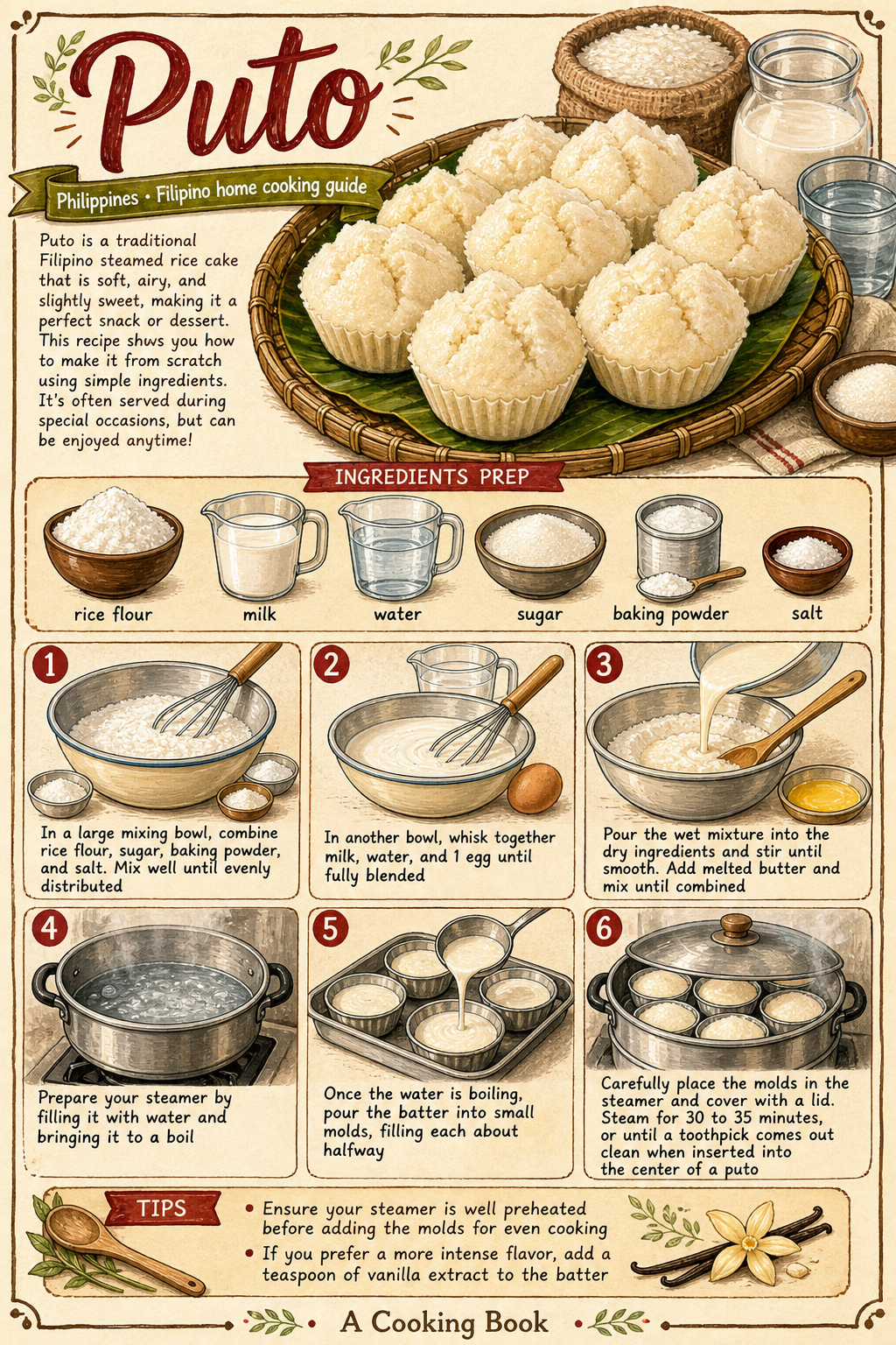 Puto Galapong illustrated step-by-step cooking guide