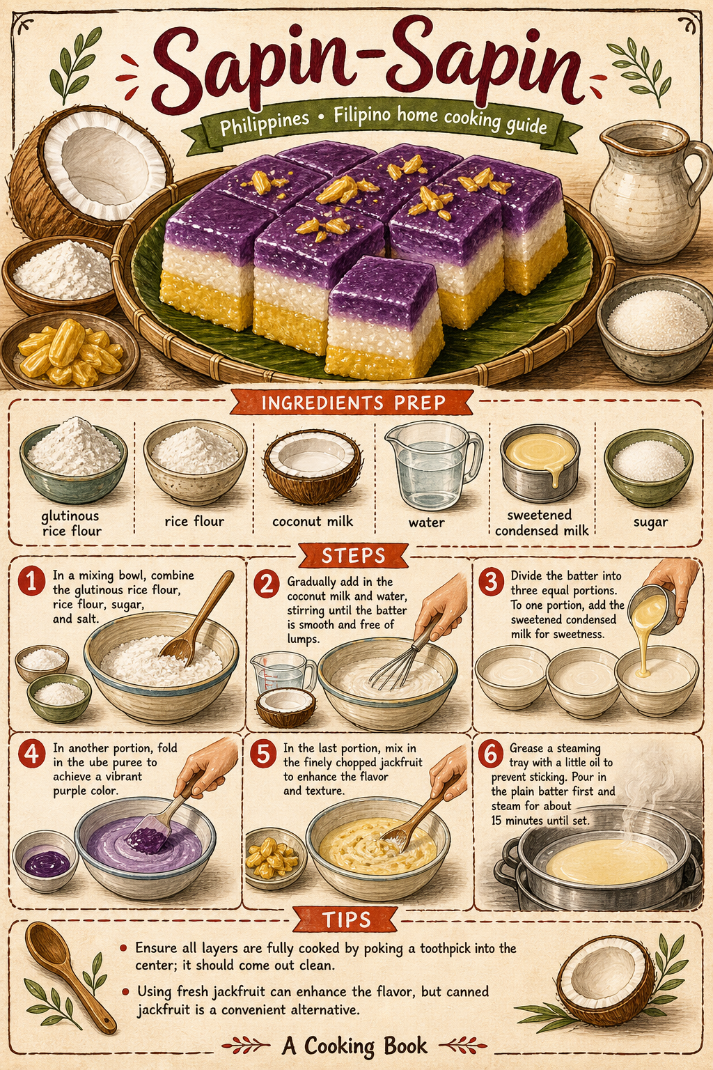 Sapin-Sapin with Latik illustrated step-by-step cooking guide