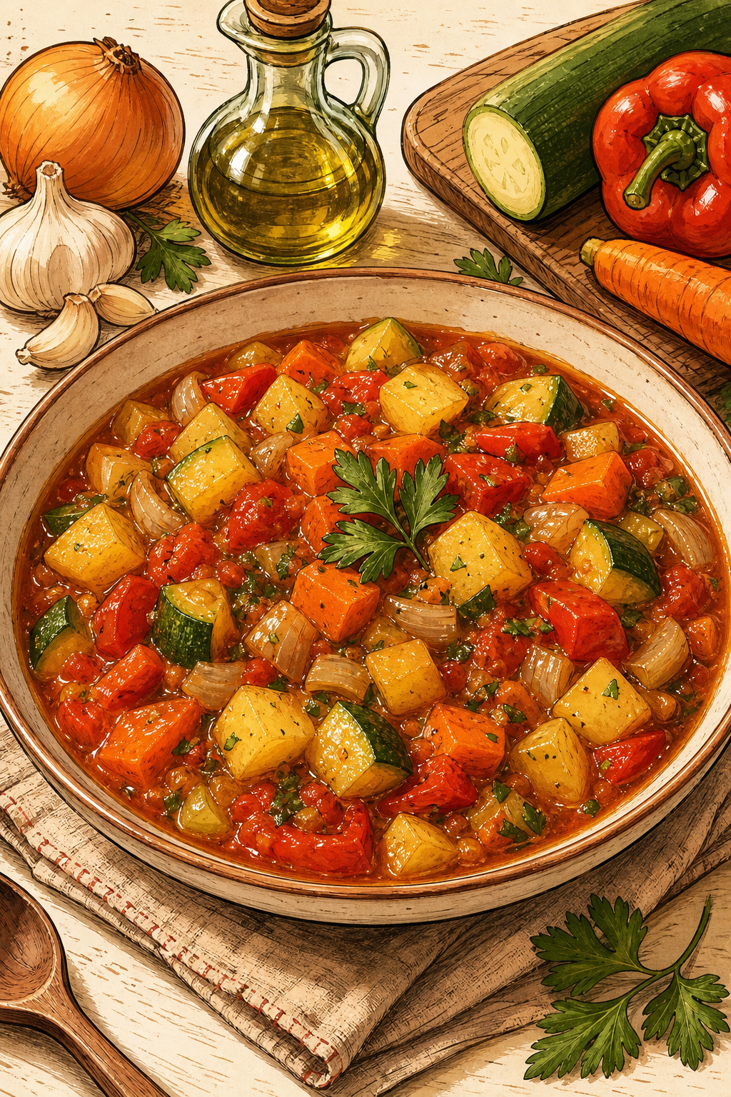 Moqueca de Legumes illustrated recipe card