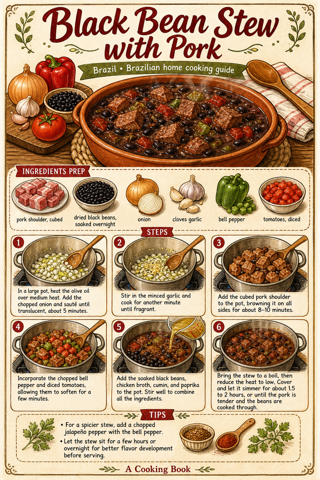 Feijoada Completa illustrated step-by-step cooking guide