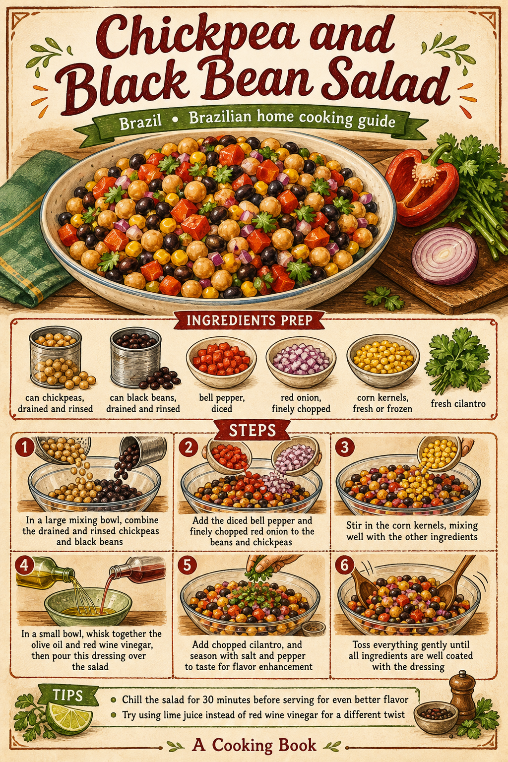 Brazilian Black Bean Vinaigrette Salad illustrated step-by-step cooking guide