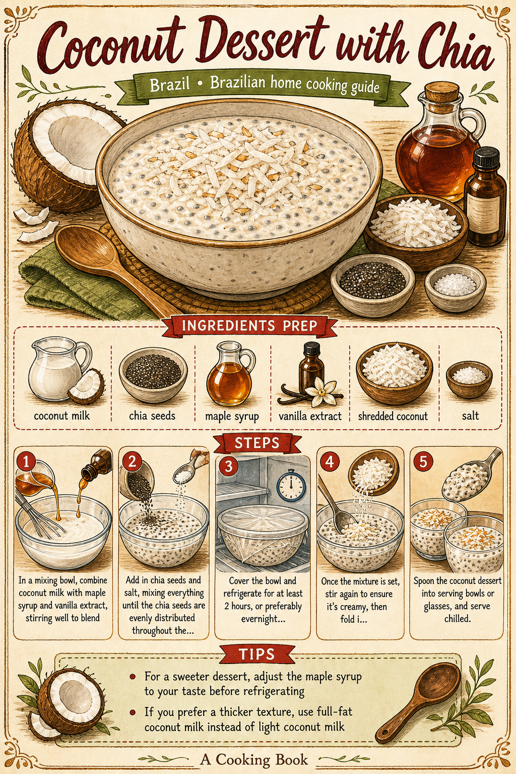 Brazilian-Inspired Coconut Chia Pudding illustrated step-by-step cooking guide