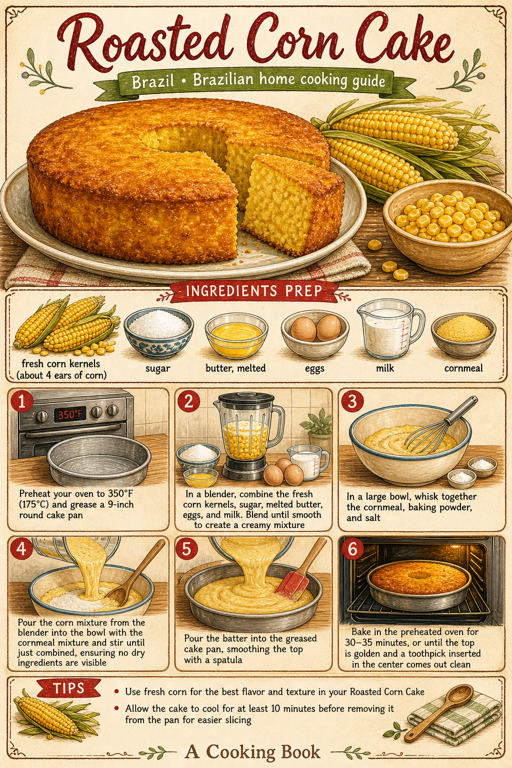 Bolo de Milho Verde illustrated step-by-step cooking guide