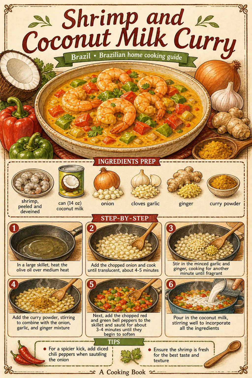 Bobó de Camarão illustrated step-by-step cooking guide