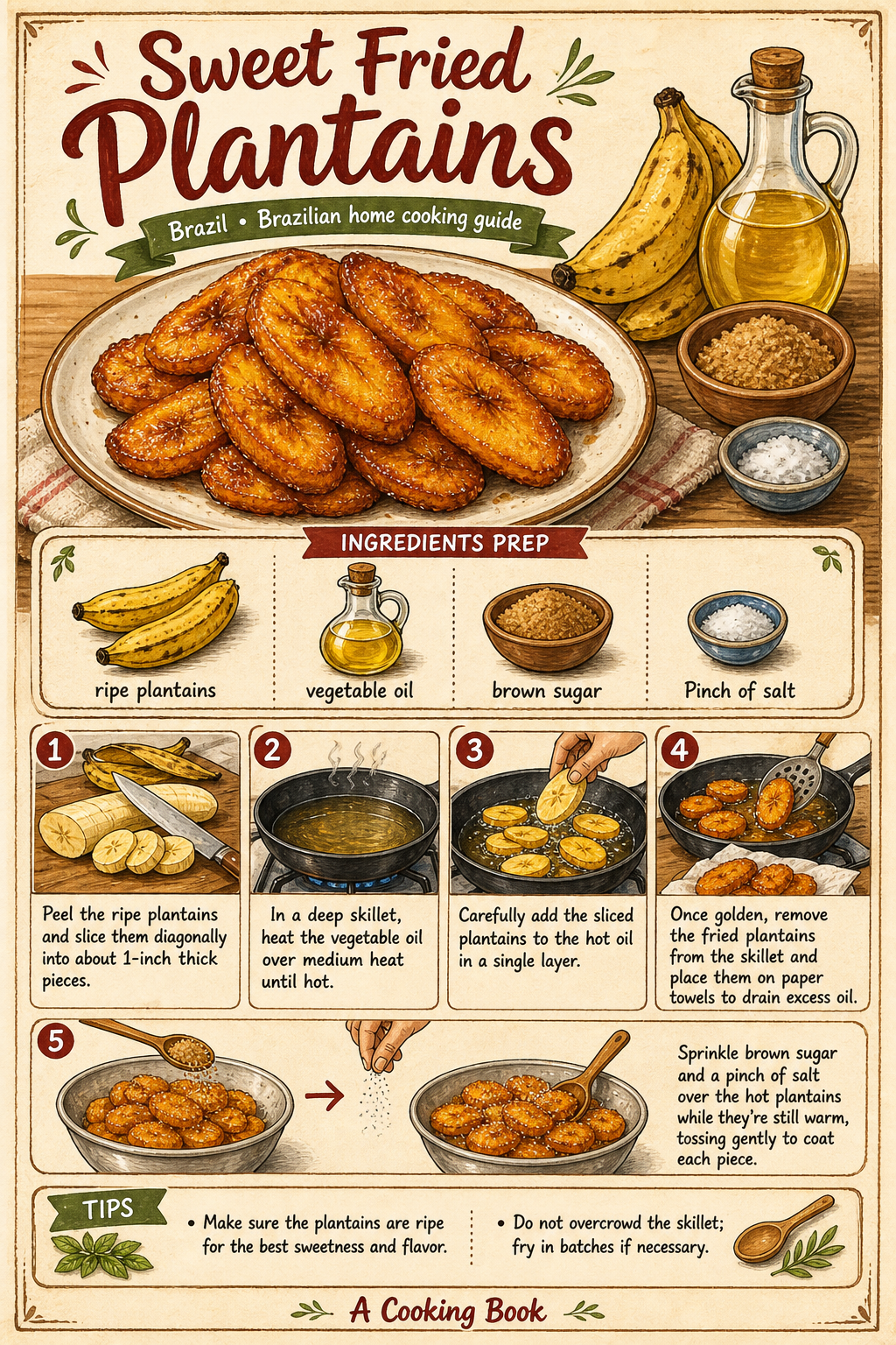 Banana-da-Terra Frita illustrated step-by-step cooking guide