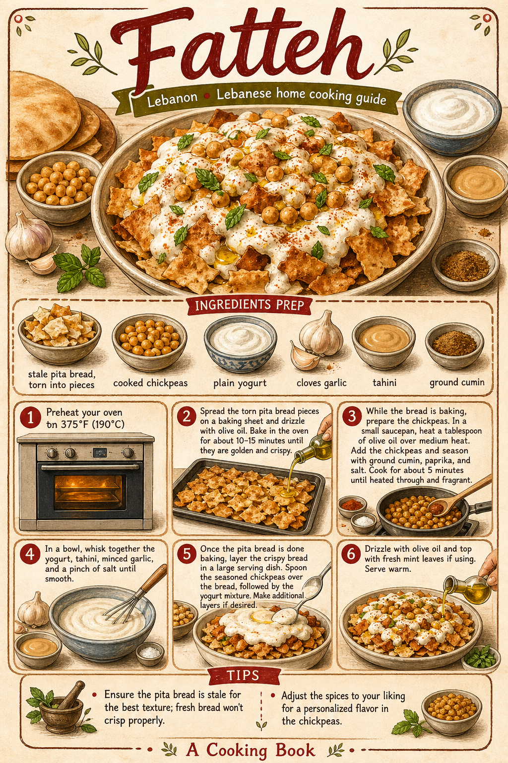 Fatteh illustrated step-by-step cooking guide