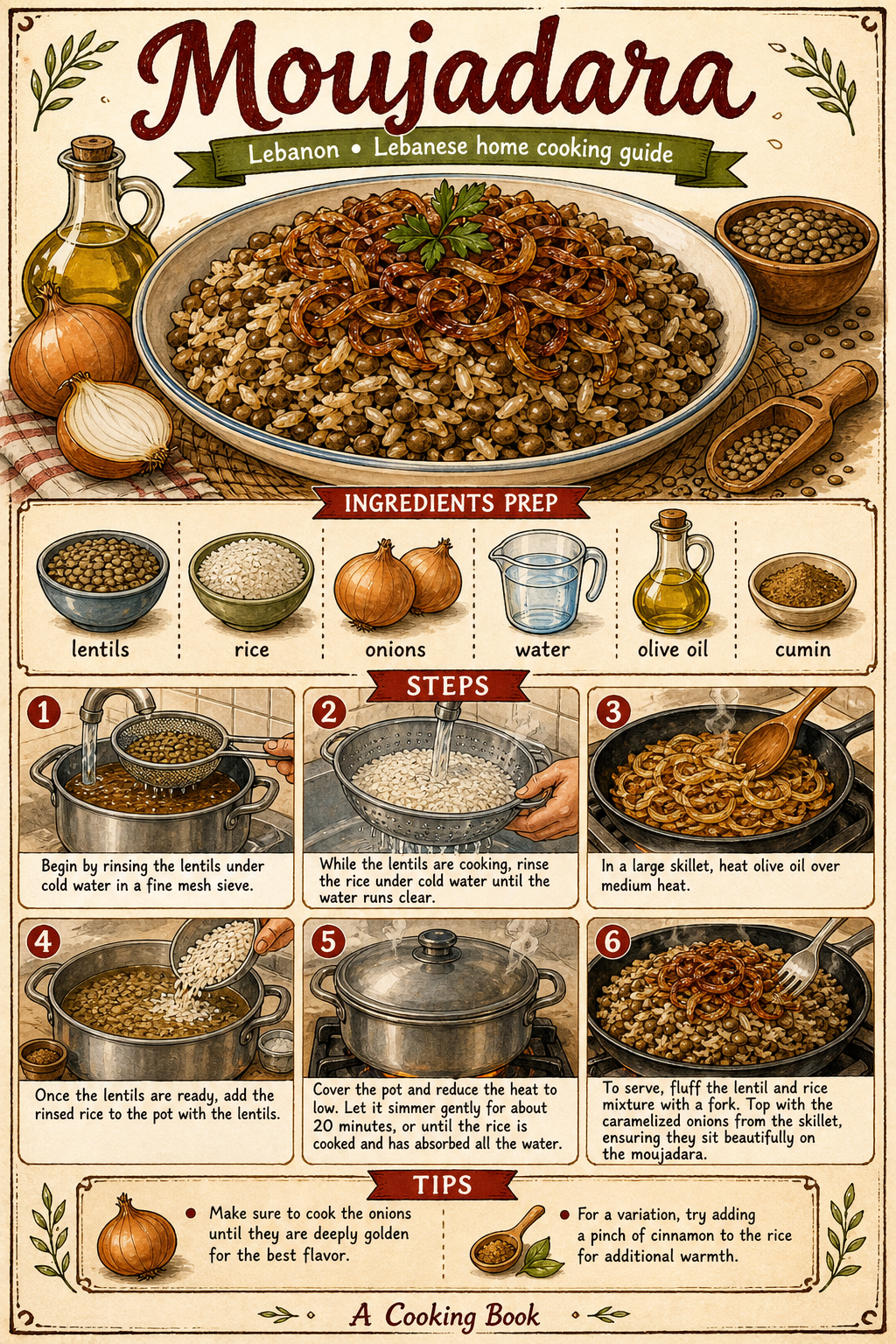 Mujadara illustrated step-by-step cooking guide