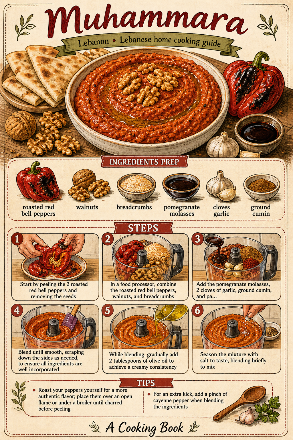 Muhammara illustrated step-by-step cooking guide