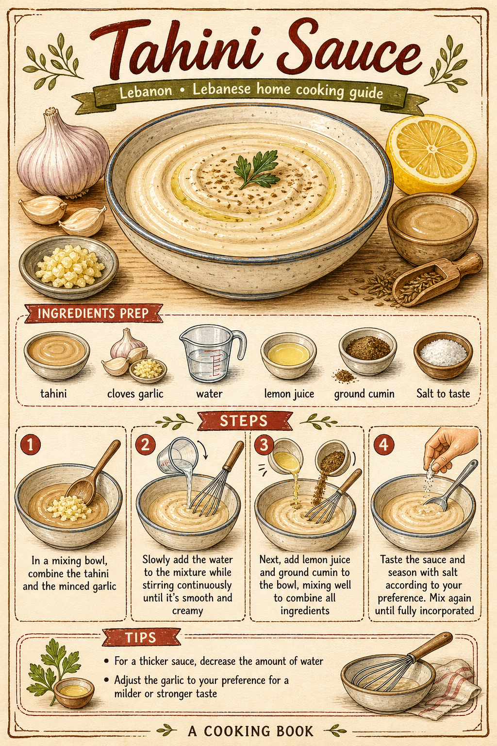 Tahini Sauce illustrated step-by-step cooking guide