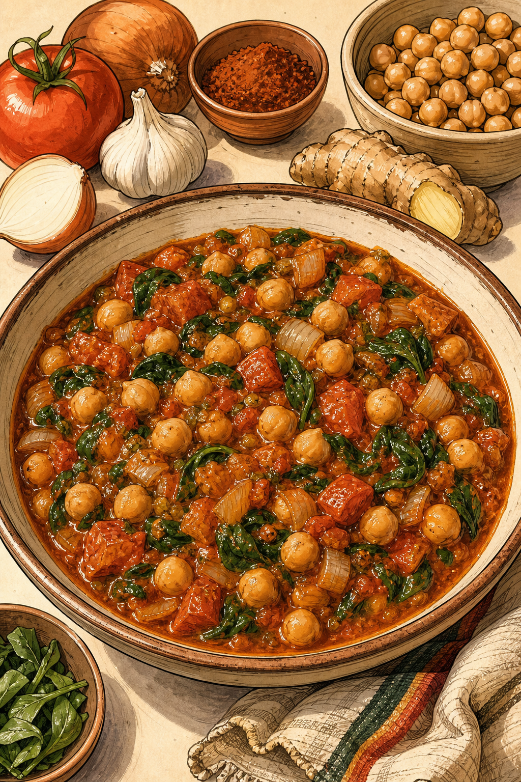 Modern Ethiopian Berbere Chickpea Stew