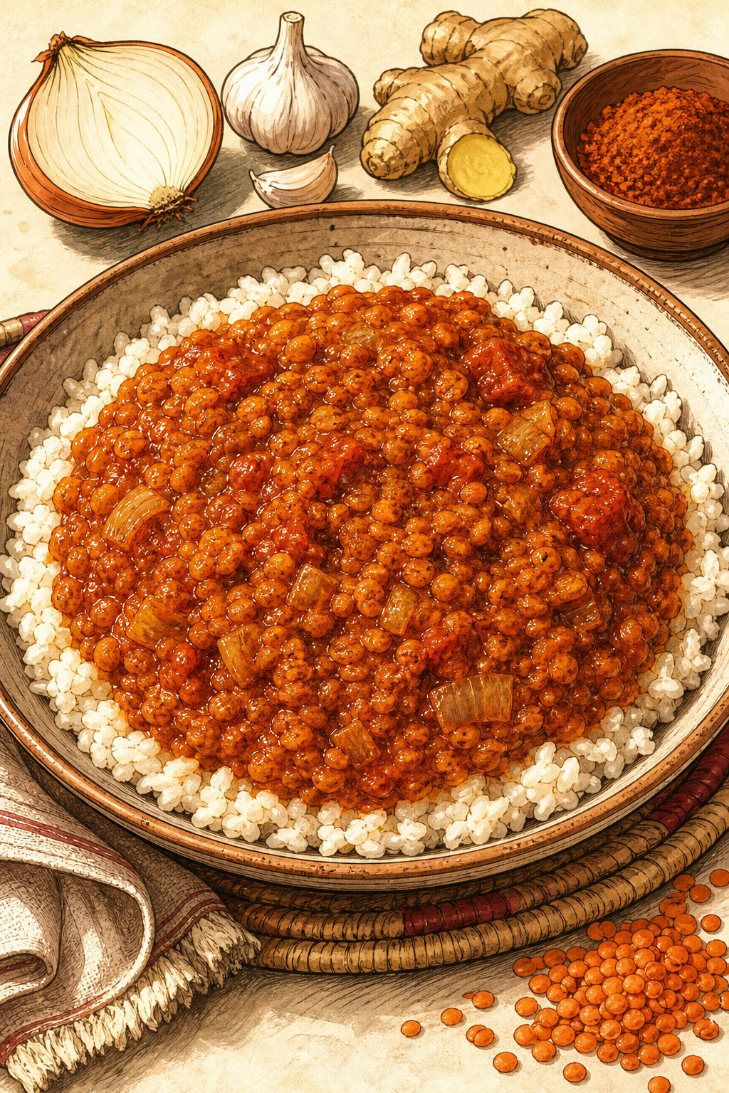 Misir Wot (Ethiopian Red Lentil Stew)