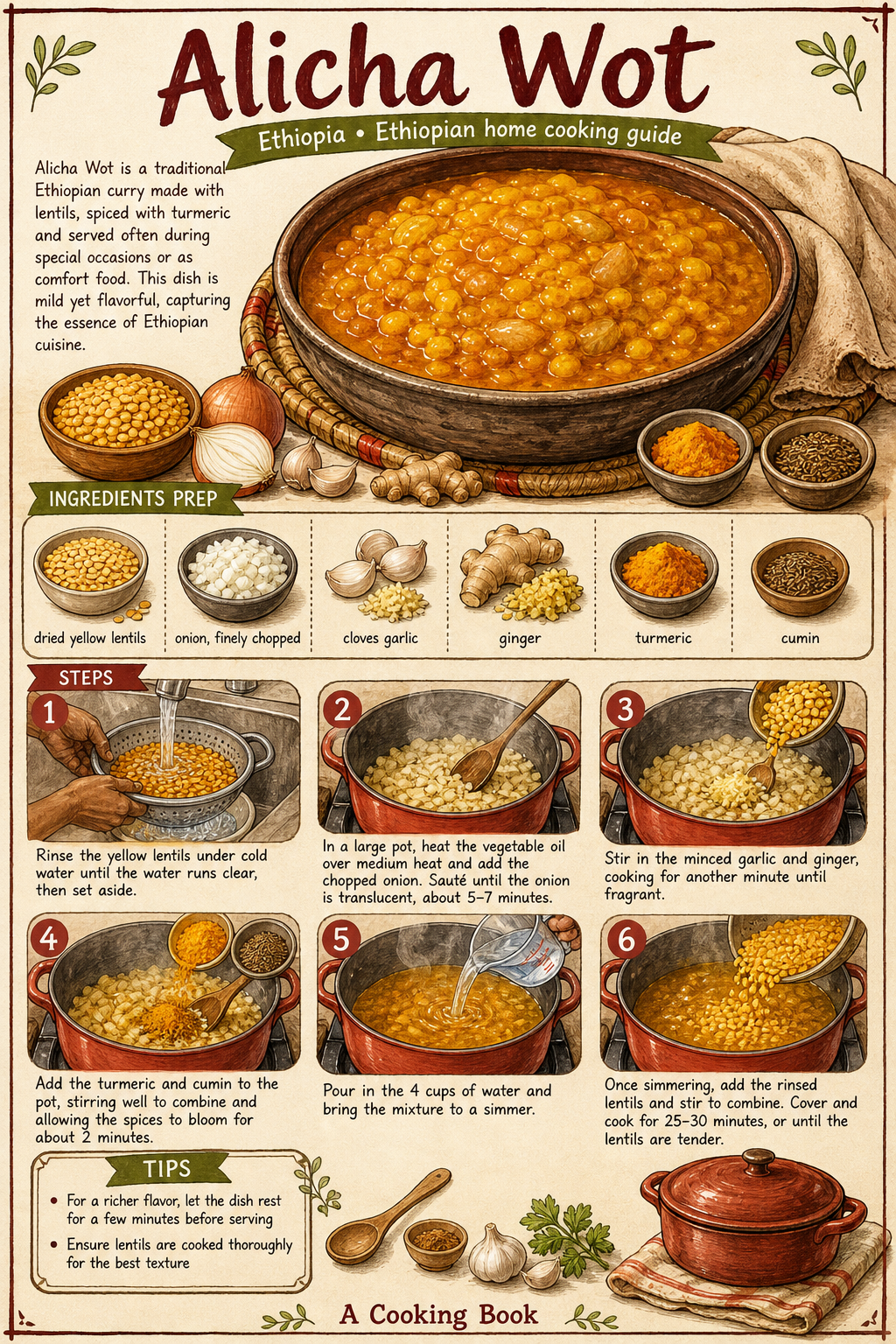 Siga Alicha Wot (Mild Ethiopian Beef Stew) illustrated step-by-step cooking guide
