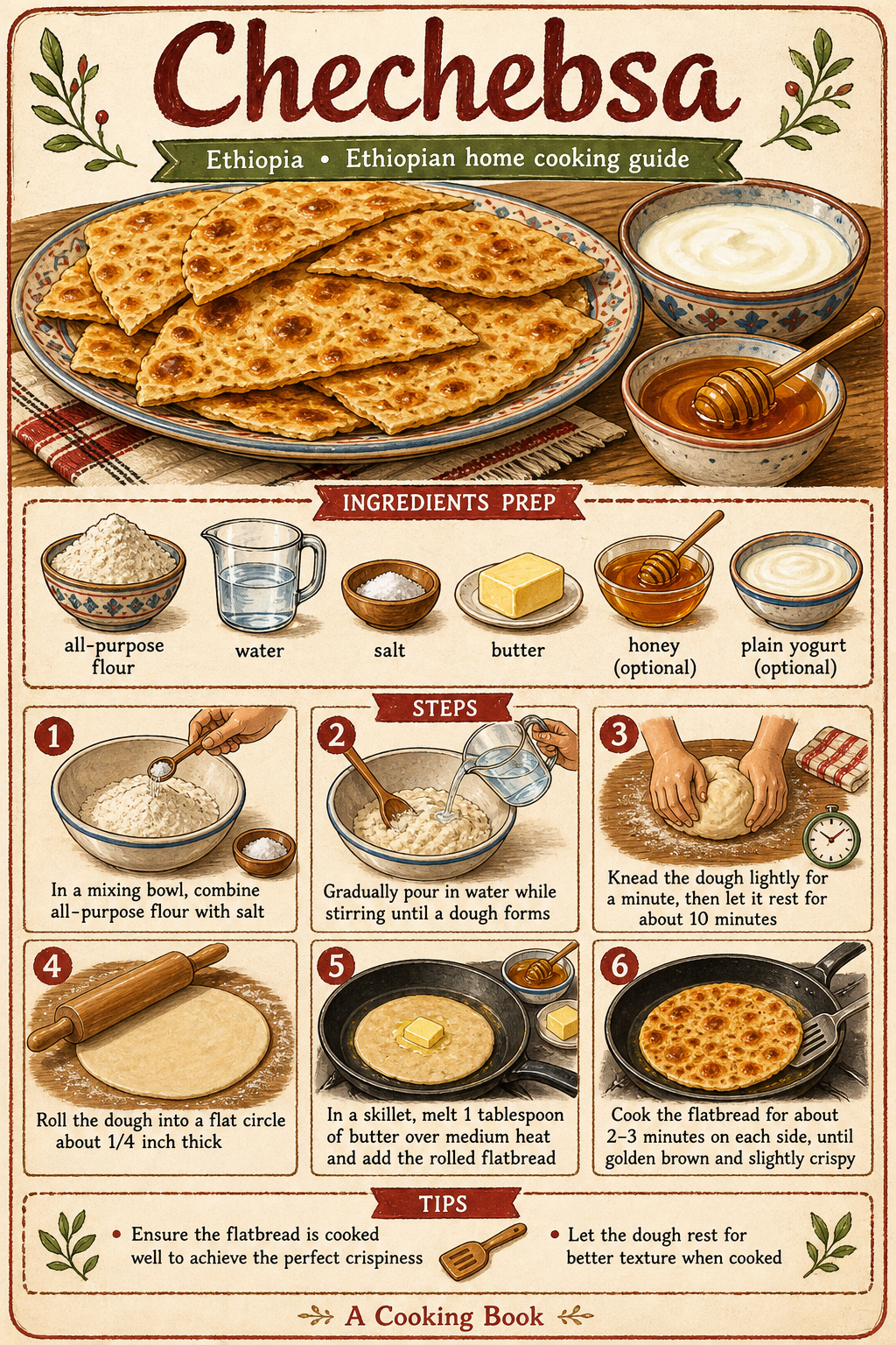 Chechebsa (Kita Firfir) illustrated step-by-step cooking guide