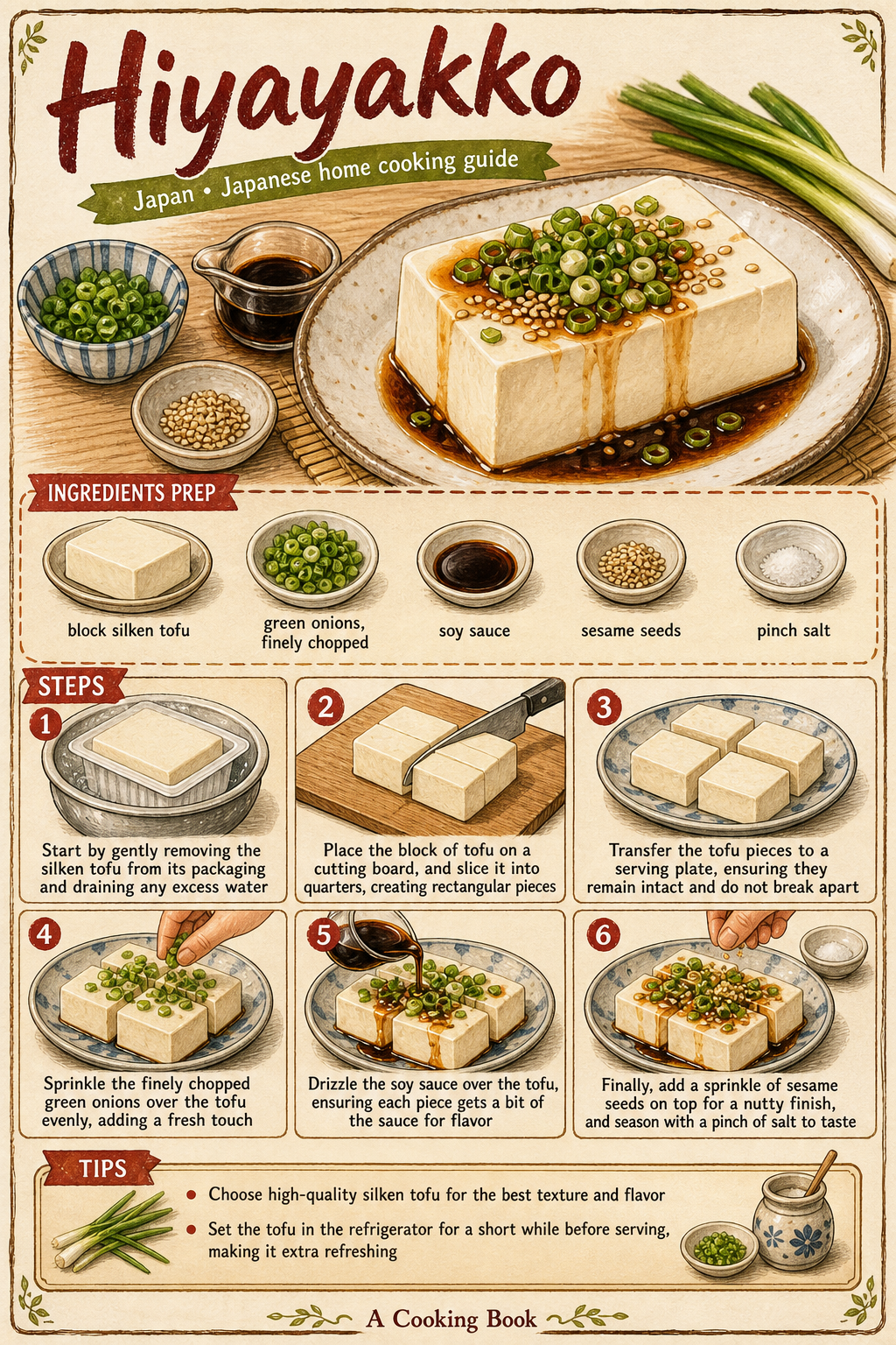 Hiyayakko illustrated step-by-step cooking guide