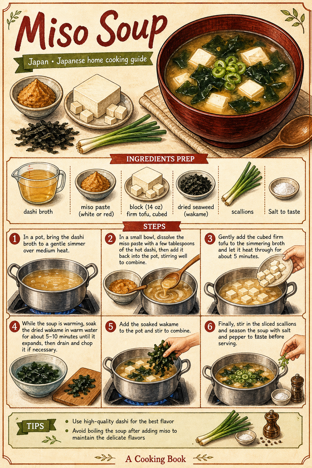 Miso Soup illustrated step-by-step cooking guide
