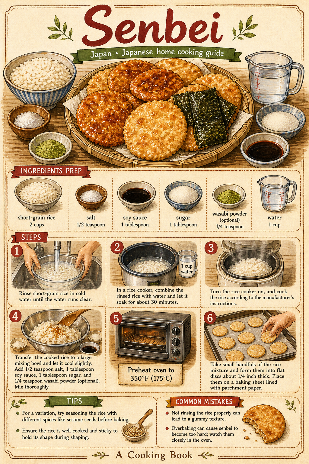 Senbei illustrated step-by-step cooking guide