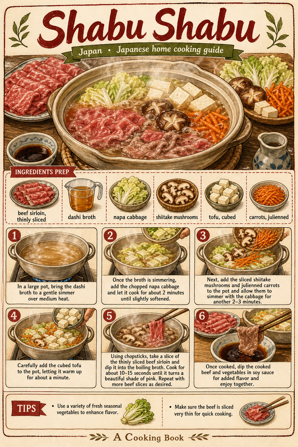 Shabu Shabu illustrated step-by-step cooking guide