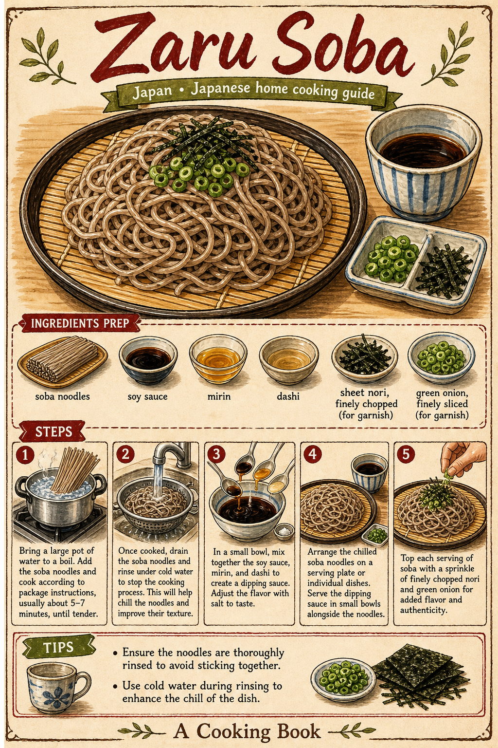 Zaru Soba illustrated step-by-step cooking guide